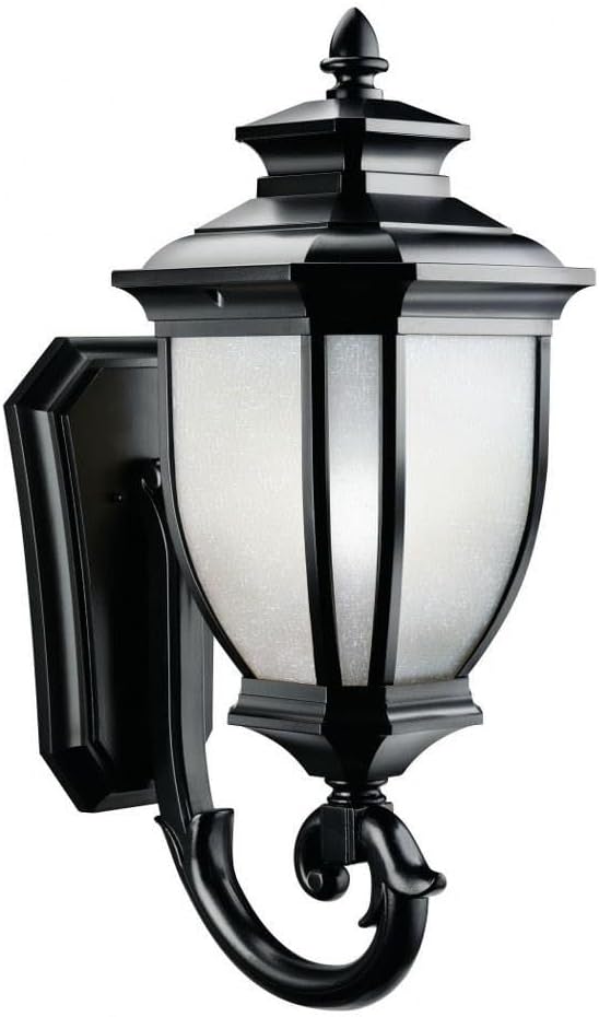 Kichler Salisbury 29" 1 Light Outdoor Wall Light with White Linen Glass in Black