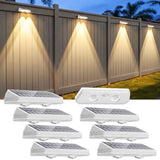 Solar Fence Lights Outdoor ,3000/4500/6000K 13 Mode, 8 Pack Fence Lights Solar Powered with Ultra-Bright Lens IP65 Waterproof,Solar Wall Light for Backyard/Step/Patio/Deck/Stair/Railings(White)