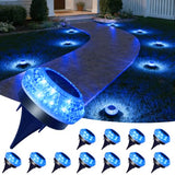 VOLISUN Solar Ground Lights Outdoor,12 Pack Flat Solar Pathway Lights,IP67 Waterproof Solar Powered Disc Lights,Landscape Lighting for Garden Yard Walkway Patio Driveway,Blue
