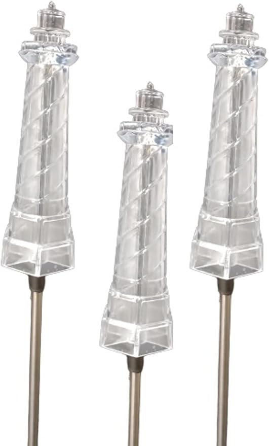 Starry Illuminate 3 PCS Solar Color Changing Style Garden Stake Light Pathway Stake Light (Lighthouse)