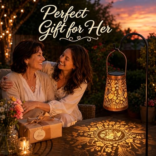 LeiDrail Hummingbird Solar Lanterns, Hanging Garden Lights, 2 Pack, Copper