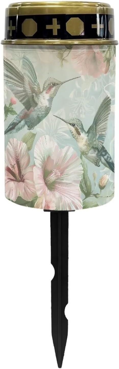 Hummingbird Flower Solar Outdoor Lights Eternal Light Solar Garden Stake Lights Landscape Lighting Driveway Markers Solar Pathway Lights for Cemetery Grave Decorations Memorial Gift