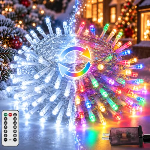 Connectable 240LED String Lights, Christmas Lights Cool White to Multicolor