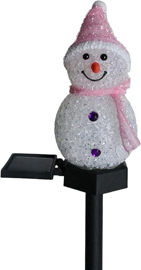 Solar Garden Lights Snowman Solar Christmas Light,Waterproof Snowman Shape Outdoor Solar Garden Stake Light,Decorative Solar Pathway Light LED Snowman Light for Patio Yard (Color : Pink)