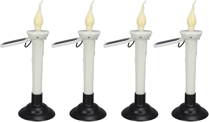 ViaGasaFamido 4pcs Solar Pathway Lights Outdoor Landscape Lights Tapered Candles Flickering Warm Yellow Light for Garden Yard with Bracket