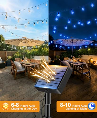 btfarm 2 Pack Solar String Lights Outdoor, Total 98FT 100 LED Crystal Globe