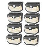 HMCITY 120 LED Solar Lights Outdoor Motion Sensor, 8 Pack, Black Warm