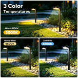 APONUO 12 Pack Solar Pathway Lights Outdoor, 3 Color Temperatures Selectable CCT, Focused Ground Spot Lens, Brighter Up to 12 Hrs IP65 Waterproof Path Lights for Walkway Driveway Yard Garden, Black