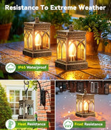 KOOPER 6 Pack Solar Lanterns Outdoor Waterproof, Brighter Hanging Solar Lantern Lights for Outside, Auto ON/Off Lanterns Decorative Outdoor for Garden Table Yard Path Patio Lawn Decor, Gifts (Bronze)