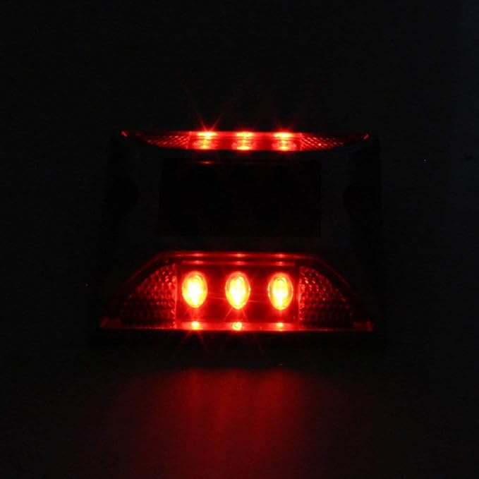 Aluminum Solar 6-LED Deck Dock Lights Step Road Path Lamp Waterproof Security Warning Driveway for Outdoor Fence Pool Patio Yard Home Pathway Stairs Garden (Red)