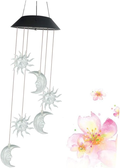 Happyyami Solar Powered Garden Light Wind Chime Lamp Waterproof Colorful Gradient Solar Lights for Outdoor Decor Suitable for Courtyards and Gardens