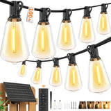 Hotsonic Solar Outdoor String Lights Waterproof, 100FT Remote Control LED Outside Lights with Shatterproof Bulbs, Dimmable Hanging Lights for Patio Porch Garden pergola Yard House Bistro Party Decors