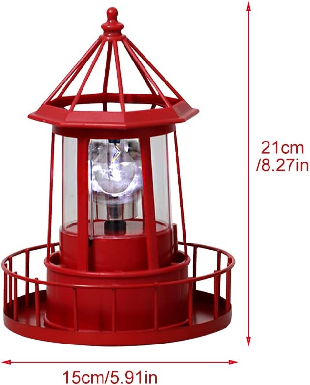 Solar Lighthouse Lamp, 360 Degree Rotating Lighthouse Light, Waterproof LED Solar Garden Landscape Lights for Lawn Patio Pond Yard Outdoor Decor
