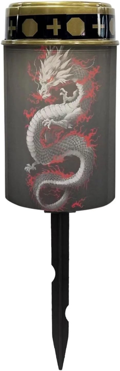 Dragon Print Solar Garden Stake Lights, Yard Solar Lights Cemetery Decorations for Grave Outdoor Sympathy Memorial Gift for Grandma, for Garden Lawn Patio Pathway Decor