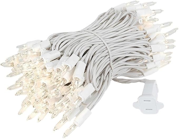 Novelty Lights 34 Feet 100 Bulbs Traditional Incandescent Mini Lights, Clear on Black Wire with 4" Spacing, Commercial Grade and UL Listed for Indoor/Outdoor Use, End-to-End Connectable