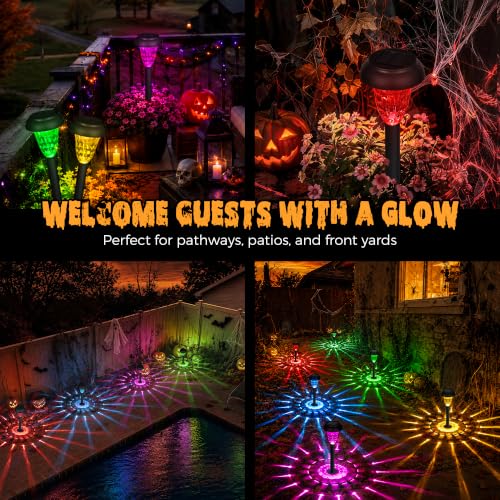 Solar Lights Outdoor Waterproof for Pathway, 8 Pack Color Changing