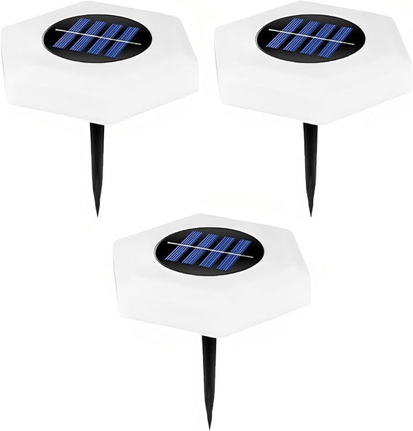 3 Pcs Led Garden Pathway Lights, Solar Outdoor Ground Lights, Hexagon Umbrella Design, Waterproof, Warm White For | Lumora