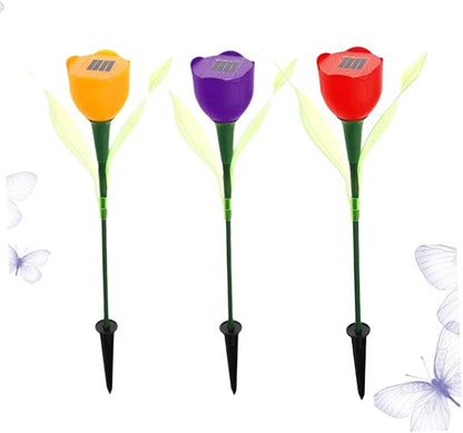 Sosoport 6pcs Solar Led Tulip Garden Lights Weatherproof Outdoor Solar Pathway Lamps for Driveways and Yards Energy Efficient Landscape Lighting Random Colors