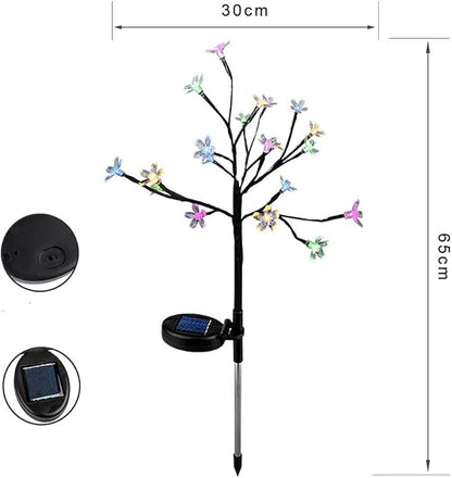 Solar Flower Fairy Light, Colorful Stainless Steel Solar Path Stake Lights for Outdoor Landscape Lighting, Lawn, Patio, Yard, Walkway, Driveway, Pathway and Garden (2 Pieces)