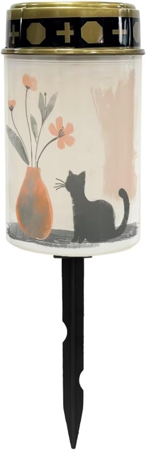 Art Cat Solar Memorial Lights for Graves Waterproof and Dustproof Solar Outdoor Lights Decoration Cylindrical Garden Light Stake for Garden Courtyard Patio Lawn Outdoor Decoration