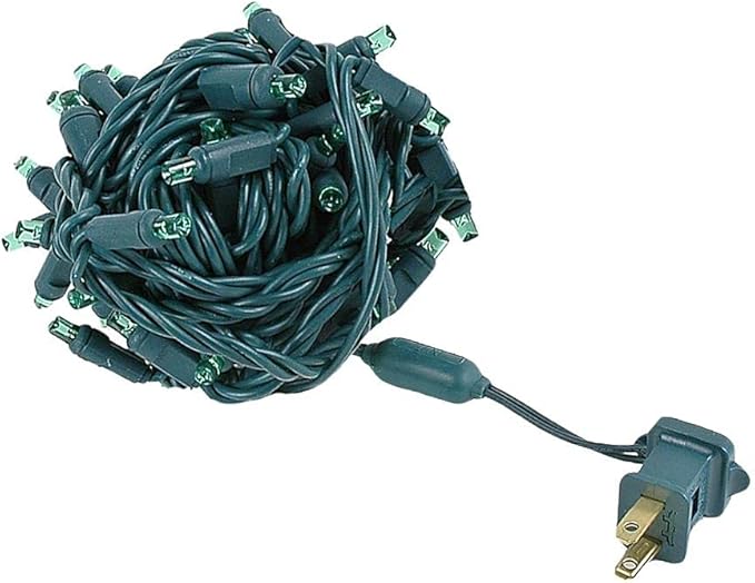 Novelty Lights 24-Pack, 25 Feet 50 LED Green Christmas Mini Light String on Green Wire, 5mm Wide Angle Bulbs | Lumora