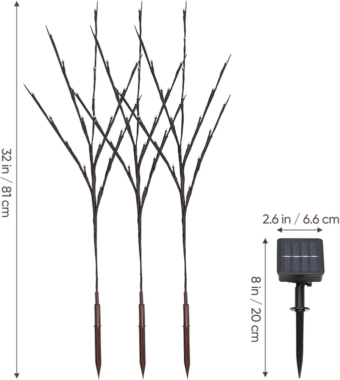 VICASKY Solar Christmas Lights Planters Birch Tree Fairy Branches Outdoor Planter Decorations 60 LEDs Powered Artificial Branch Twig Lighted Willow Thanksgiving Home