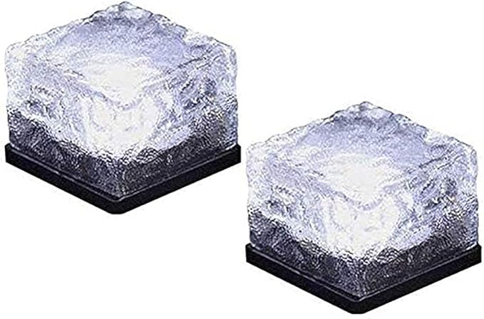 Solar Ice Glass Light,2 Packs Solar Powered Garden Lights, Waterproof IP68 Outdoor Table & Path Lights, Decorative | Lumora