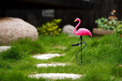 yaokingdom Waterproof Solar Flamingo Garden Light, Durable Blow Molded Yellow Beak and red Body Flamingo Shape, Bird feet and Ground Plug Removable