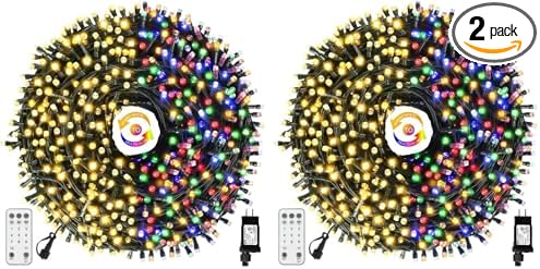 Chuya Christmas String Lights 500 Led Light Color Changing Warm White & Muticolor 11 Modes UL588 for Christmas Tree Lights Decoration Outdoor (Pack of 2)