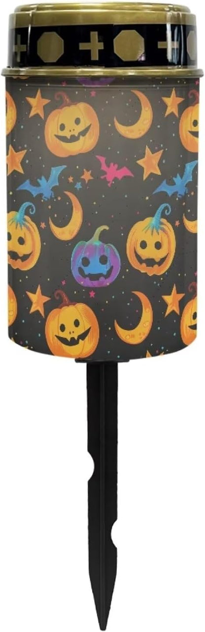 GLENLCWE Halloween Pumpkin Bat Solar Candle Lights Outdoor Lights Flameless Waterproof Solar Power Halloween Garden Lights Gift for Yard Pathway Fence Lawn Decor,2Pcs