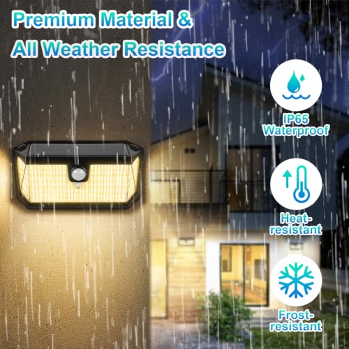 Brightever Solar Motion Sensor Outdoor Lights, 4000LM 344 LEDs Solar Outdoor Lights, IP65 Waterproof Exterior Flood Security Lights with 270° Wide Angle & 3 Modes for Patio Garage, 6-Pack Black