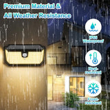 Brightever Solar Motion Sensor Outdoor Lights, 4000LM 344 LEDs Solar Outdoor Lights, IP65 Waterproof Exterior Flood Security Lights with 270° Wide Angle & 3 Modes for Patio Garage, 4-Pack Black