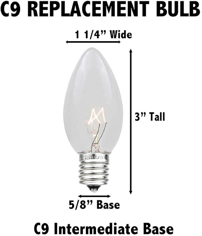 Novelty Lights Clear Hanging Incandescent Christmas String Lights - Retro Traditional C9 Indoor/Outdoor Light Set | Lumora