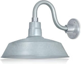 14in. Galvanized Finish Outdoor Gooseneck Barn Light Fixture with 10in. Long Extension Arm - Wall Sconce Farmhouse | Lumora