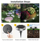 24 Pack Solar Lights Outdoor Waterproof, 8 LED Solar Ground Lights