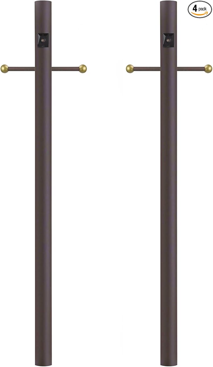 Solus 7-Foot Direct Burial Lamp Post – Aluminum Outdoor Light Pole with Decorative Cross Arm & Dusk-to-Dawn Sensor | Lumora