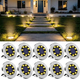 OULONGER 4.6inch Solar Ground Lights, Garden Solar Outdoor Waterproof Pathway Bright In-Ground Landscape Lights for Patio, Lawn, Yard, Driveway, Step and Walkway(Warm Light 10Packs)