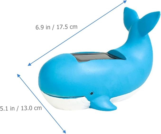 MERRYHAPY Solar Whale Decor Led Light Resin Garden Lamp with Polycrystalline Solar Panel for Outdoor Lawn and Patio Decor Adorable Night Light