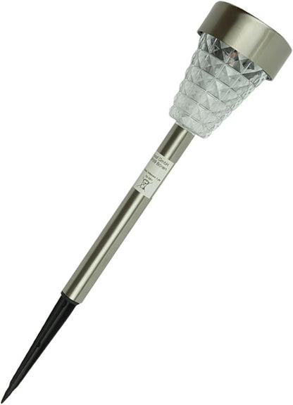 Kisangel Solar Garden Path Lights Waterproof Stainless Steel LED Lawn Lamp Outdoor Solar Yard Lighting with Ground Peg for Patio and Landscape