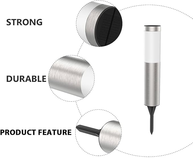 BESPORTBLE Solar LED Landscape Path Light Outdoor Waterproof Solar Lawn Yard Light Silver Cylinder for Garden