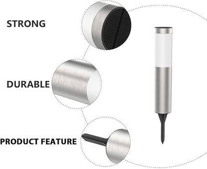 BESPORTBLE Solar LED Landscape Path Light Outdoor Waterproof Solar Lawn Yard Light Silver Cylinder for Garden