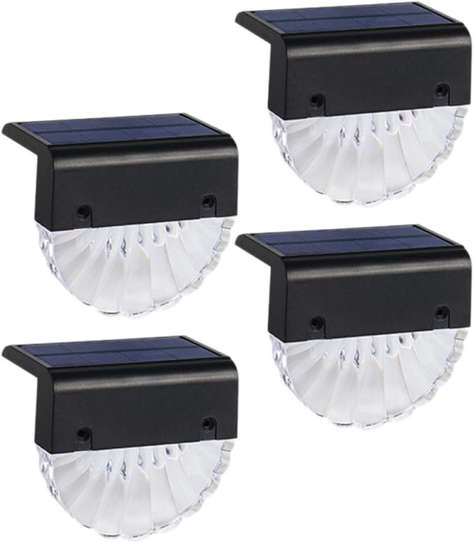 4pcs Solar Stair Lights Outdoor Waterproof Fence Lamps Solar Powered Decorative Step Lighting for Patio Garden Pathway Random Color