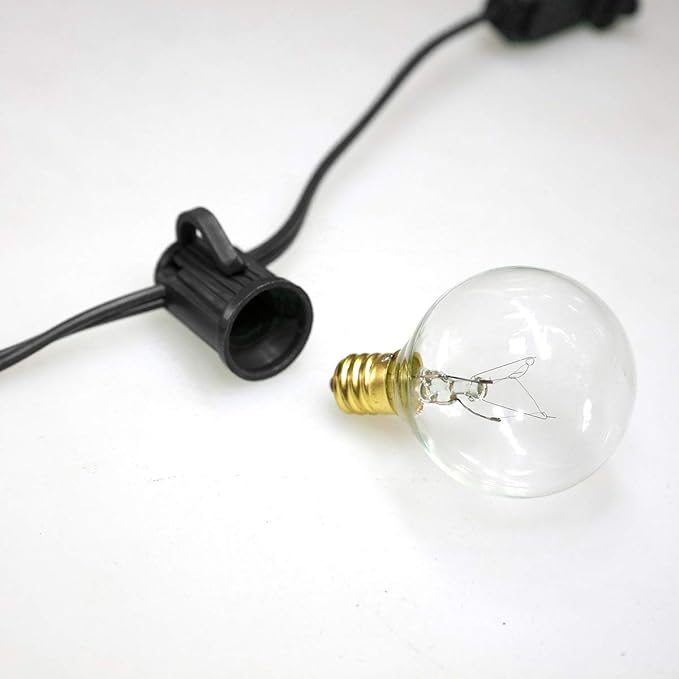 Festival Depot 25FT Patio String Lights with 25 Waterproof G40 Globe Bulbs (3 Spare) for Christmas Halloween, E12 | Lumora