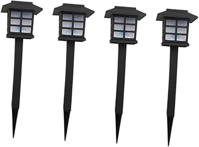 4 Pcs Solar Pathway Lights Warm Outdoor LED Garden Landscape Lighting for Walkway Lawn Patio Driveway Easy Installation Black