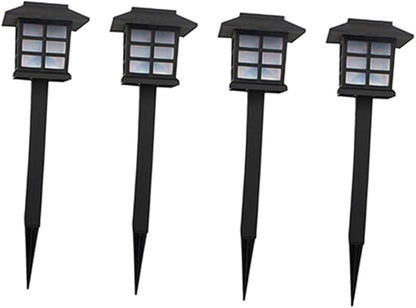 4 Pcs Solar Pathway Lights Warm Outdoor LED Garden Landscape Lighting for Walkway Lawn Patio Driveway Easy Installation Black