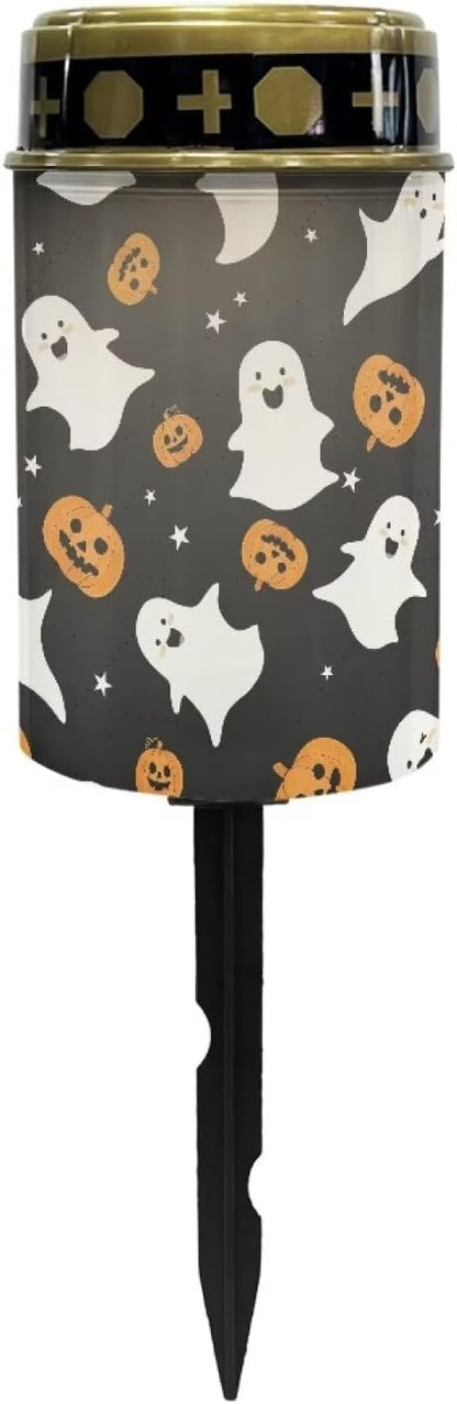 Ghost Pumpkin Cemetery Grave Solar Lights Outdoor Solar Garden Lights Waterproof Solar Powered Garden Lights for Halloween Outdoor Indoor Decor Holiday Gifts