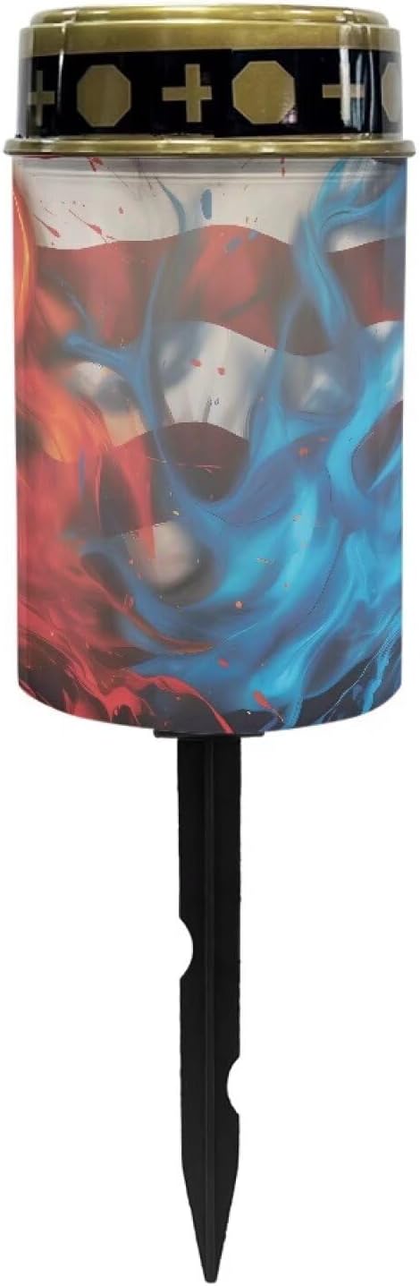 American Flag Solar Dusk to Dawn Lights Outdoor Waterproof Solar Memorial Lights for Graves Eternal Light Solar Powered Lighted Cross,Cemetery Decor Candle Lamp