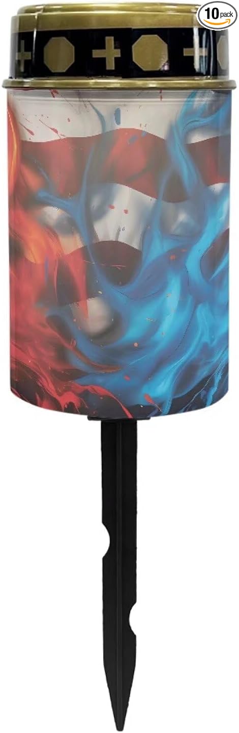 American Flag Solar Dusk to Dawn Lights Outdoor Waterproof Solar Memorial Lights for Graves Eternal Light Solar Powered Lighted Cross,Cemetery Decor Candle Lamp