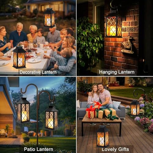 Yowin 4 Pack Large Tempered Glass Solar Lanterns Outdoor Waterproof