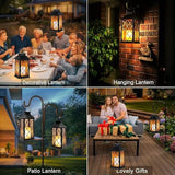 Yowin 4 Pack Large Tempered Glass Solar Lanterns Outdoor Waterproof